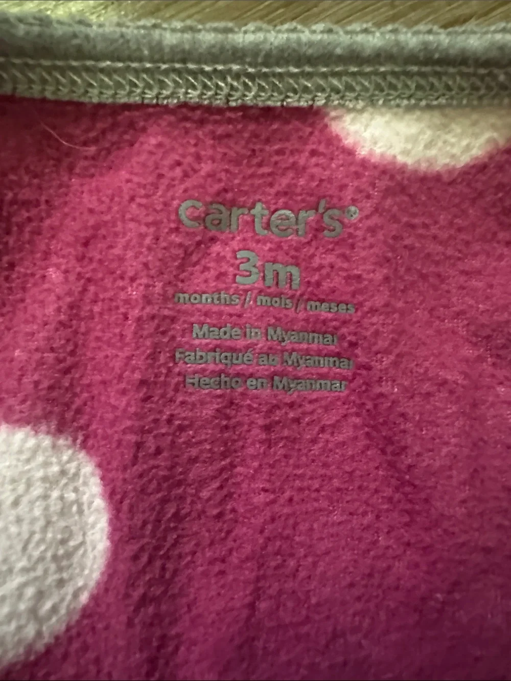 Carter's Magenta Polka Dot Fleece Footed One-Piece with Koala